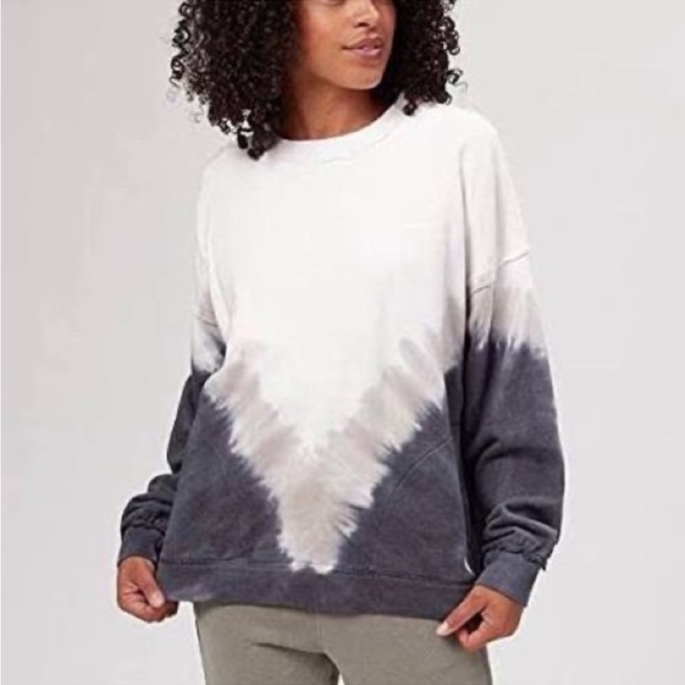 Free People Movement Ombre Metti Crew Faded Black White Combo, L